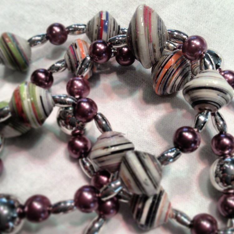 Hand made paper beaded jewellery by local Dubai artist Lynessa. 
